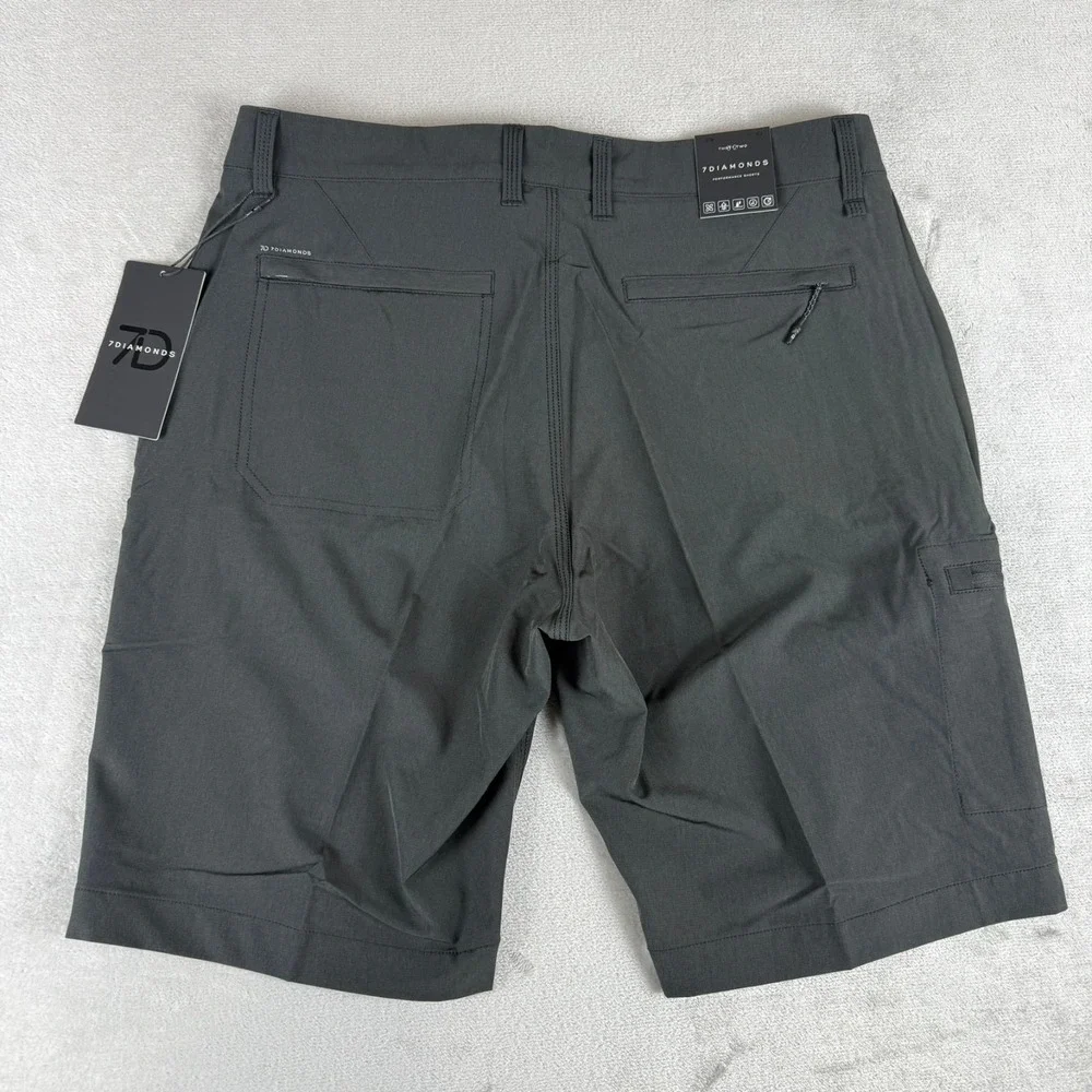 7 Diamonds Sierra High Performance Shorts Mens 32 Black Stretch $79 7D New NWT